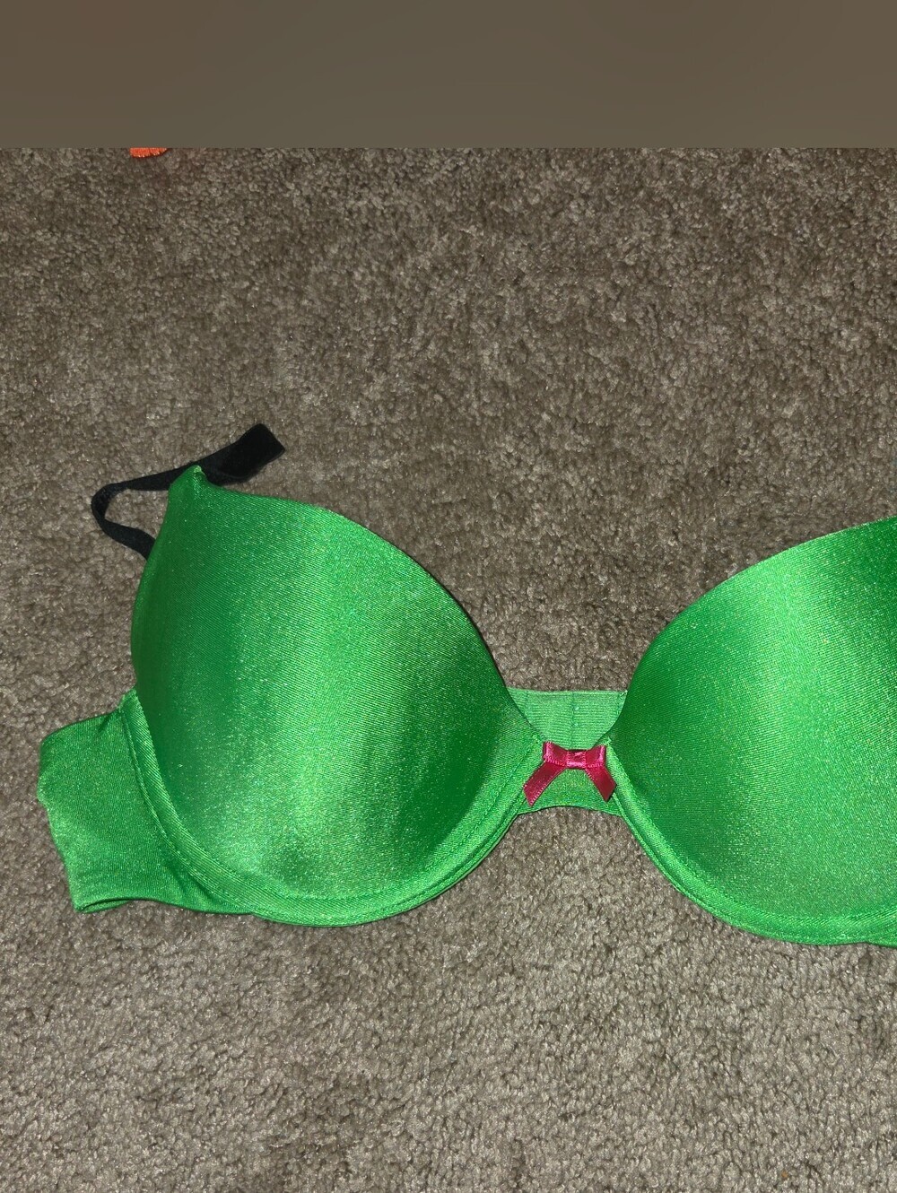 Green Padded T-Shirt Bra with Pink Accent